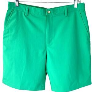 IZOD Perform X Classic Golf Shorts Bermuda Chino Men Size 36 Green Flat Front